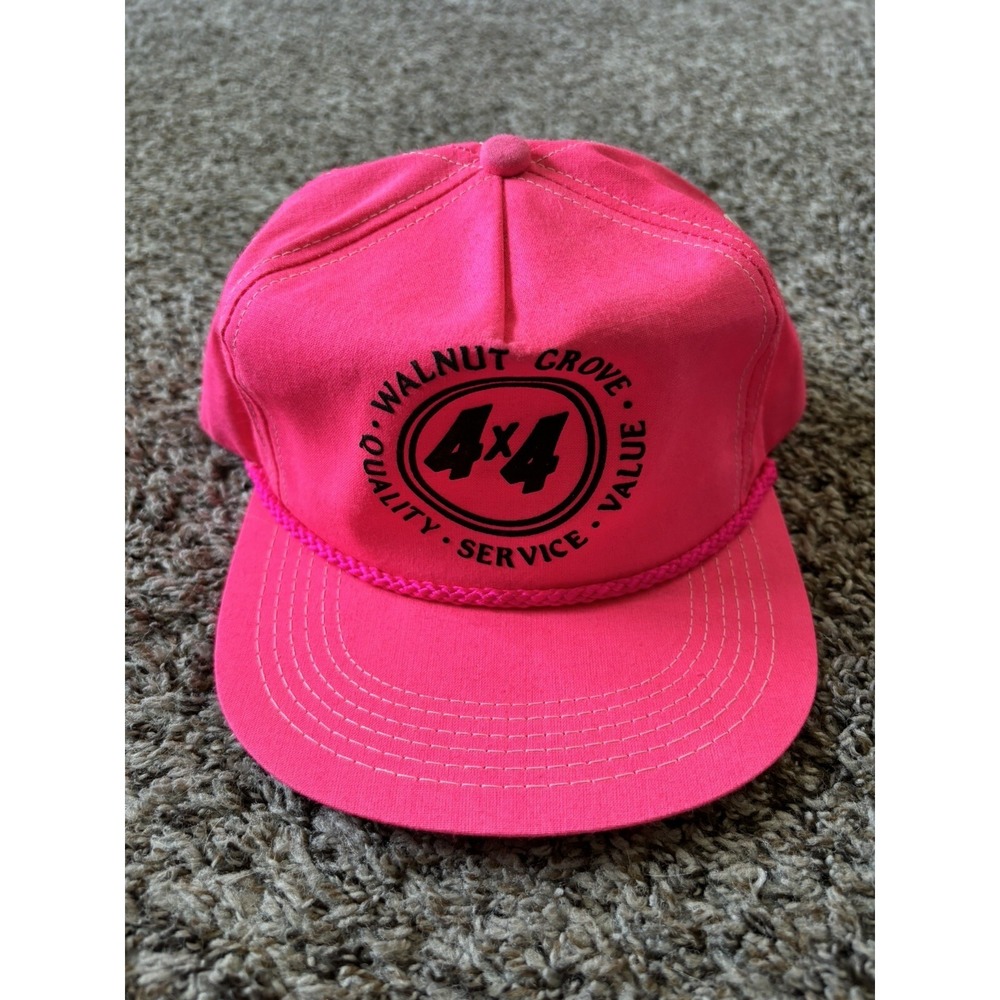 Walnut Grove Iowa 4x4‎ SnapBack Flat Brim Hat Neon Pink Iowa K-Products USA MADE